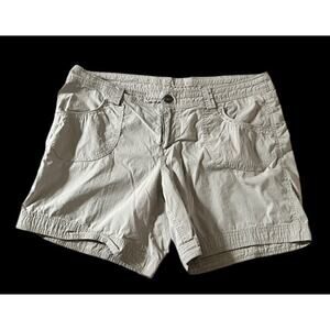 Kuhl Kontra Shorts 6” •Women 12• Beige Tan Khaki Stretch Outdoor Hiking Read
